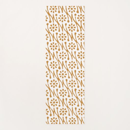 Boho Botanical Illustration Pattern Honey Gold Yogamatte (Vorderseite)