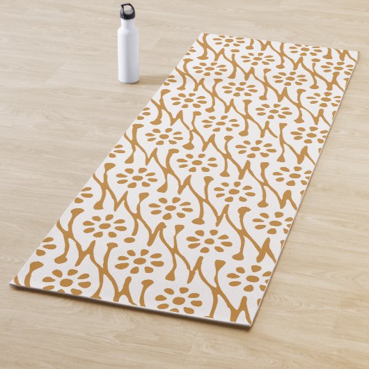 Boho Botanical Illustration Pattern Honey Gold Yogamatte (Beispiel)