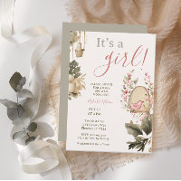 Boho botanical It is a Girl Baby Shower