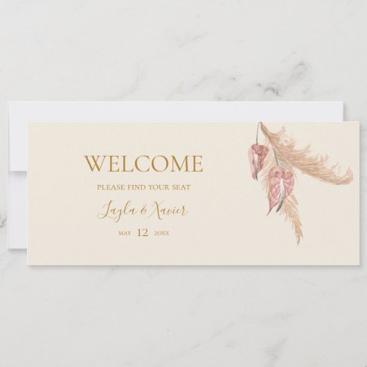 Boho Botanical Ivory Hanging Seating Chart Header (Rückseite)