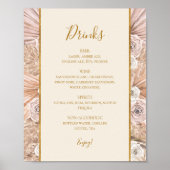 Boho Botanical | Ivory Wedding Drinks Menu Sign Poster (Vorne)