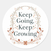 Boho Botanical "Keep Growing" Motivational Graphic Runder Aufkleber (Vorderseite)