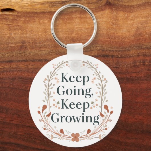 Boho Botanical "Keep Growing" Motivational Graphic Schlüsselanhänger (Rückseite)