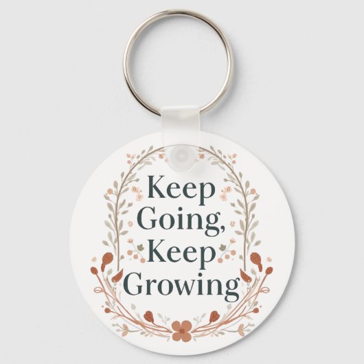 Boho Botanical "Keep Growing" Motivational Graphic Schlüsselanhänger (Rückseite)