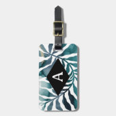Boho Botanical Kelp Monogram Aquarell Matisse Gepäckanhänger (Vorderseite vertikal)