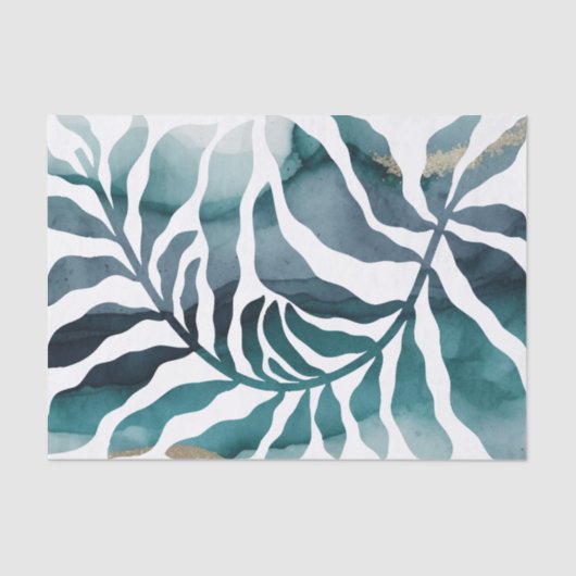 Boho Botanical Kelp Monogram Aquarell Matisse Seidenpapier (Vorderseite)