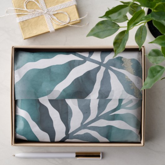 Boho Botanical Kelp Monogram Aquarell Matisse Seidenpapier (Geschenk)