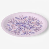 Boho Botanical Lila Fantasy Blume Mandala Pappteller (Schrägansicht)