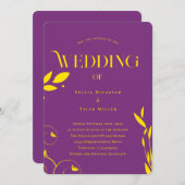 Boho Botanical Lila Wedding Einladung (Vorne/Hinten)