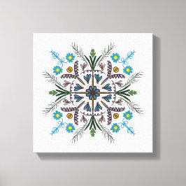 Boho Botanical Mandala Tropische Vegetation Green Leinwanddruck