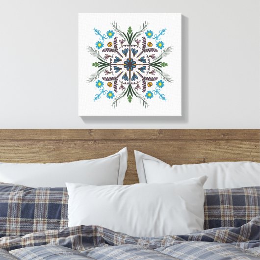 Boho Botanical Mandala Tropische Vegetation Green Leinwanddruck (Insitu (Schlafzimmer))