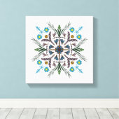 Boho Botanical Mandala Tropische Vegetation Green Leinwanddruck (Insitu (Holzboden))