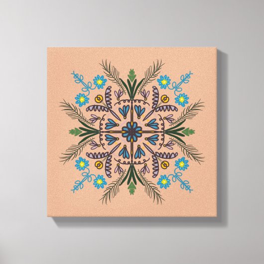 Boho Botanical Mandala Tropische Vegetation Leinwanddruck (Vorderseite)