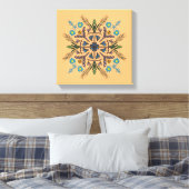 Boho Botanical Mandala Tropische Vegetation Orange Leinwanddruck (Insitu (Schlafzimmer))