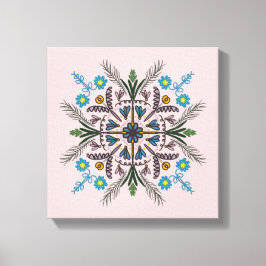 Boho Botanical Mandala Tropische Vegetation Pink Leinwanddruck