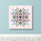 Boho Botanical Mandala Tropische Vegetation Pink Leinwanddruck (Insitu (Holzboden))