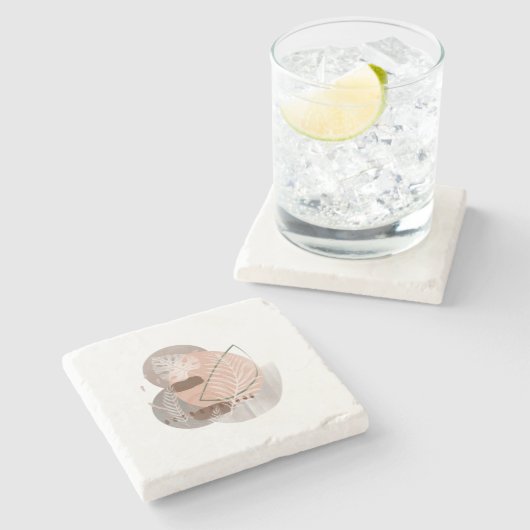 Boho Botanical Mid Century Neutral Home Decor Steinuntersetzer (Seitenansicht)