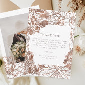 Boho Botanical Mocha Brown Wedding Dankeskarte