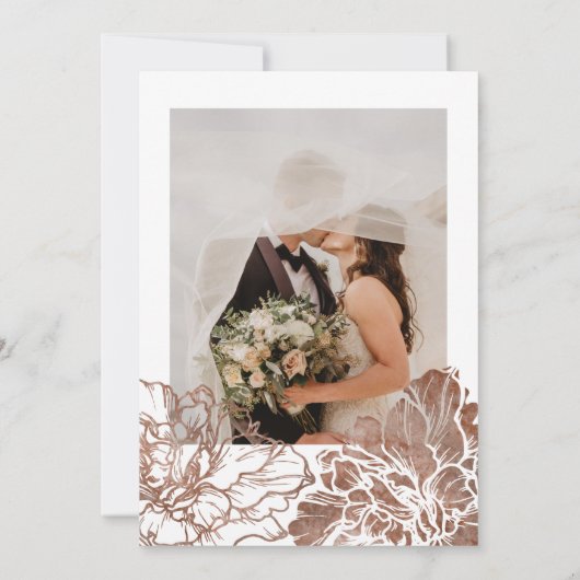 Boho Botanical Mocha Brown Wedding Dankeskarte (Rückseite)