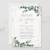 Boho Botanical Modern Greenerity Gold Wedding Einladung (Vorderseite)
