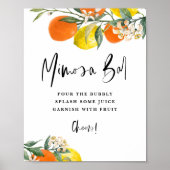 Boho Botanical Orange and Lemon Mimosa Bar Poster (Vorne)