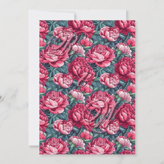 Boho Botanical Peonies Autumn Wedding  Einladung (Rückseite)