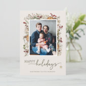 Boho Botanical Photo Collage Holiday Card Karte (Stehend Vorderseite)