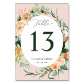 Boho Botanical Pink Greenery Personalisiert Tischnummer (Rückseite)