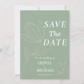 Boho Botanical Saga Green Qr-Code Save the Date (Vorderseite)