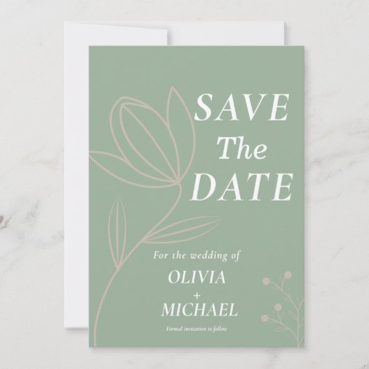 Boho Botanical Saga Green Qr-Code Save the Date (Vorderseite)