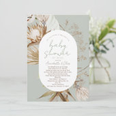 Boho Botanical Sage Baby Shower by Mail Einladung (Stehend Vorderseite)