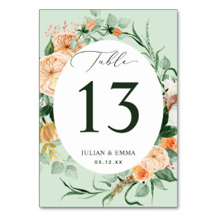 Boho Botanical Sage Greenery Personalisiert Tischnummer