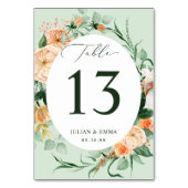 Boho Botanical Sage Greenery Personalisiert Tischnummer (Rückseite)