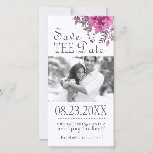Boho Botanical Save the Date Foto Cards (Vorderseite)