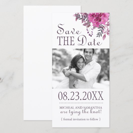Boho Botanical Save the Date Foto Cards (Vorne/Hinten)