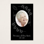 Boho Botanical Schwarz-weiß Foto Beerdigungskarte (Vorderseite)