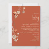 Boho Botanical Terracotta & Cream Baby Dusche Einladung (Vorderseite)