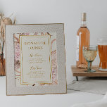 Boho Botanical | Unterschrift für Elfenbeingetränk Poster<br><div class="desc">Boho botanisch | Das elegante, rustikale, grüne, pfirsichfarbene, goldene Hochzeitsempfang mit Rose ist ein Paradies für einen Drink. Das Design besticht durch einen goldenen Rahmen oder ein Bouquet mit modernen, rosafarbenen Pampasgras, einfachem Salbei, Elfenbein, Champagner-Palmenblättern und klassischem Strandgrün. Die Blume können rosa Rose und Orchideen enthalten. Das Design ist ideal...</div>