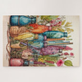 Boho Botanical Watercolor Bottles Jigsaw Puzzle (Horizontal)