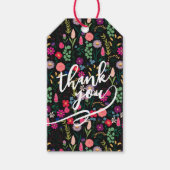 Boho Botanical Watercolor Flowers Black Geschenkanhänger (Vorderseite)