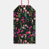 Boho Botanical Watercolor Flowers Black Geschenkanhänger (Rückseite)