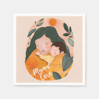 Boho Botanical Watercolor Motherhood Serviette