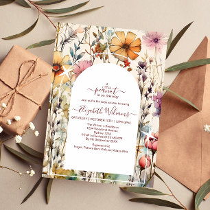 Boho Botanical Watercolor Wildblumen Babydusche Einladung