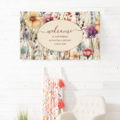 Boho Botanical Watercolor Wildblumen Hochzeit Banner (Insitu)
