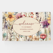 Boho Botanical Watercolor Wildblumen Hochzeit Banner (Horizontal)