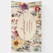Boho Botanical Watercolor Wildblumen Hochzeit Banner (Vertikal)