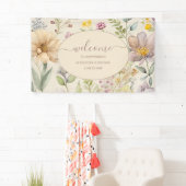 Boho Botanical Watercolor Wildblumen Hochzeit Banner (Insitu)
