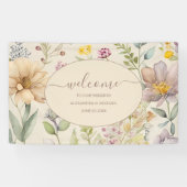 Boho Botanical Watercolor Wildblumen Hochzeit Banner (Horizontal)