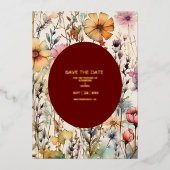 Boho Botanical Watercolor Wildblumen Hochzeit Folieneinladung (Vorderseite)