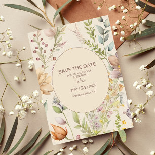 Boho Botanical Watercolor Wildblumen Hochzeit Save The Date